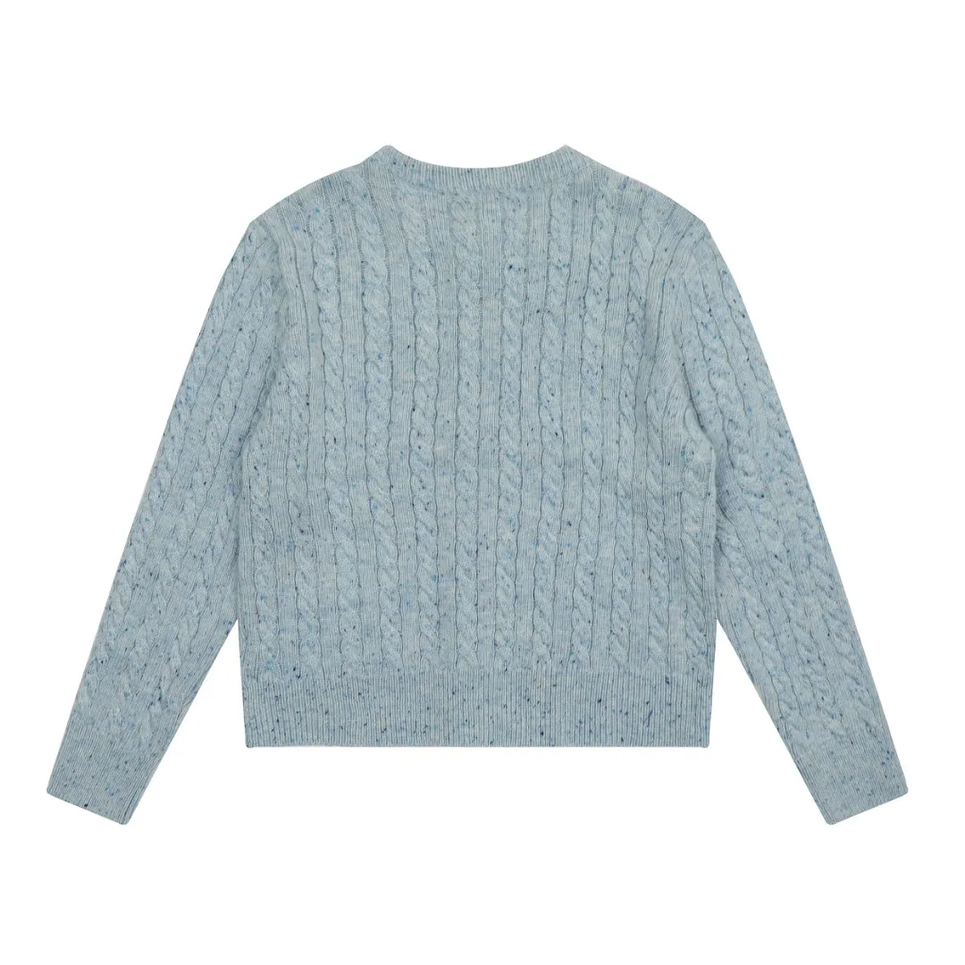 vivienne west wood Vivienne heavy-duty twist multi-color classic cardigan knitted sweater wool 2024 autumn latest style 🧩 15% merino cotton wool 85% wool blend 🧩Correct Italian 🇮🇹100% wool washed wheat logo Size: S -M- L Color: White Dark Gray Blue